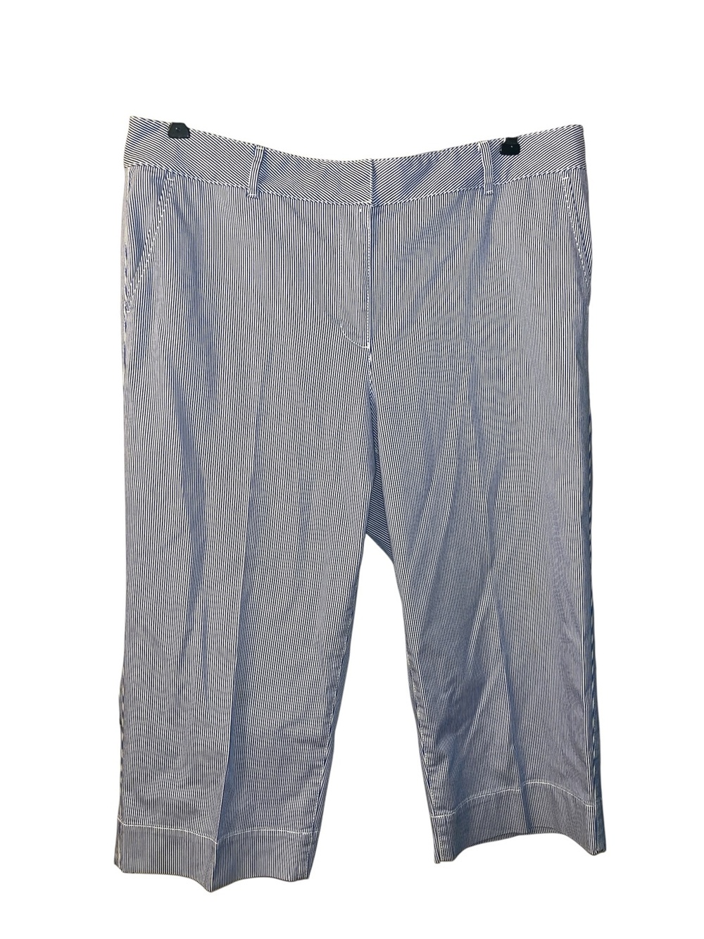 Talbots Blue & White Striped Wide Crop Capris Size 14P